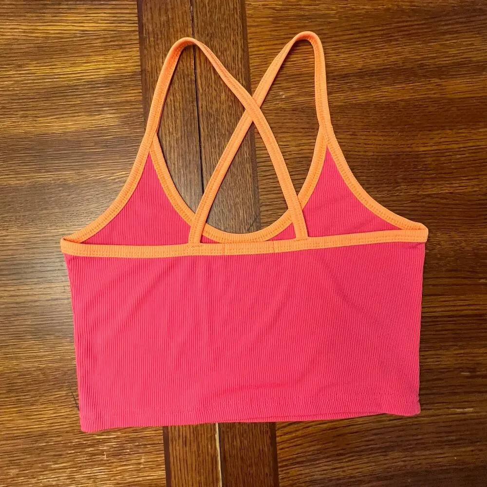 SHEIN Cross Back Hot Pink Strappy Spaghetti Strap Crop Top Medium - Picture 5 of 9